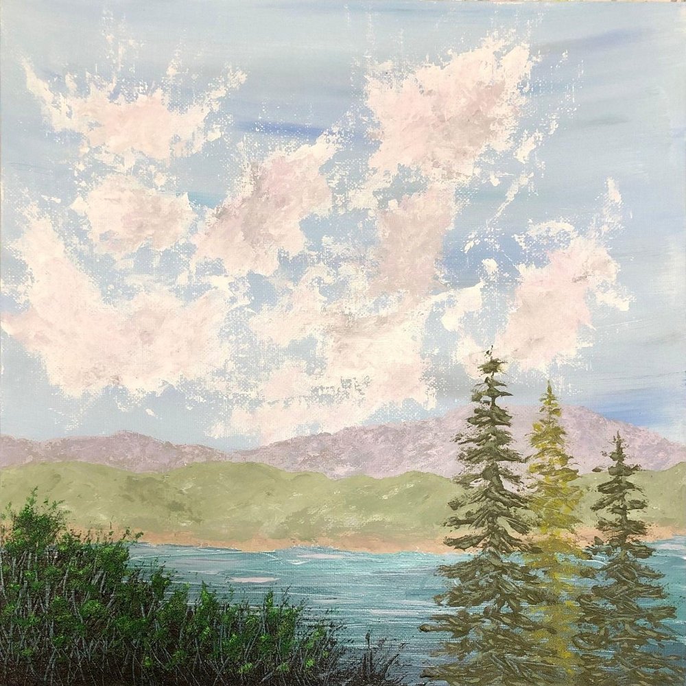 Serenity 12 x 12 Acrylic Painting, Peaceful Scene